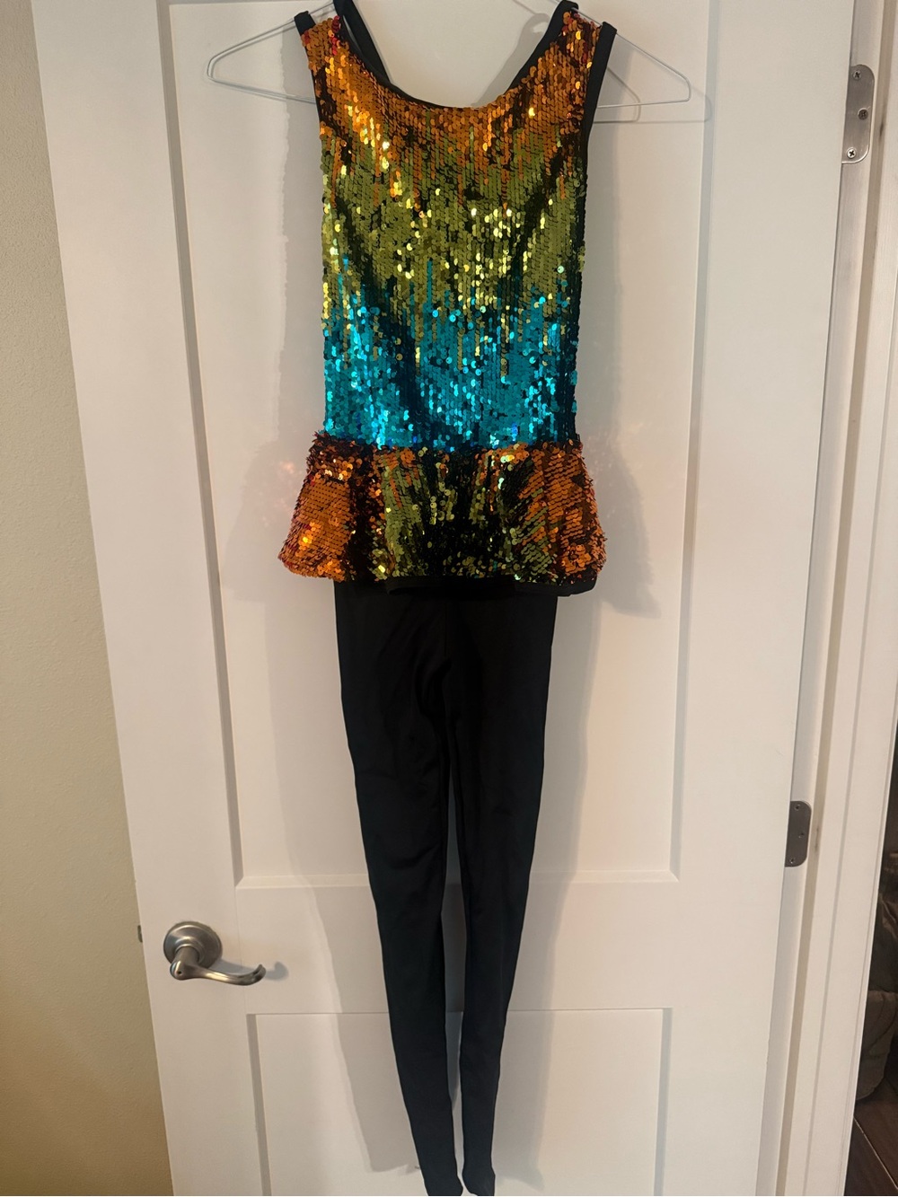 Multicolor Sequin Peplum Jumpsuit with Black Pants
